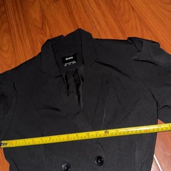 ASOS Bershka belted blazer mini dress black double breasted jacket long L NWOT - Picture 4 of 7